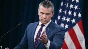 US Defense Secretary Pete Hegseth speaks during a Pentagon press conference on March 2, 2026. (Brendan Smialowski/AFP via Getty Images)