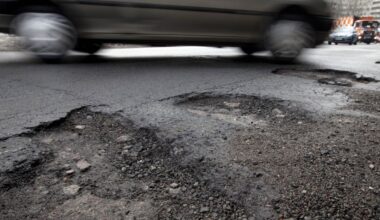 The citywide “pothole repair blitz” will begin at 6 a.m. on Saturday, March 14. (AP Photo/Gero Breloer)
