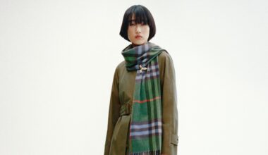 The car coat and check scarf from the new Burberry capsule inspired by the wardrobe of Queen Elizabeth II.