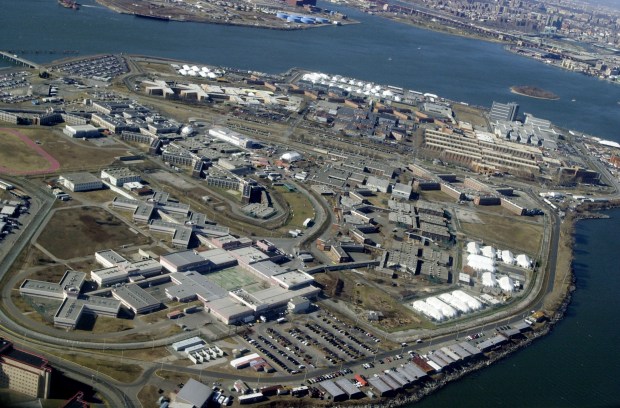 An aerial view of the Rikers Island jail complex in New York City. (Todd Maisel / New York Daily News)