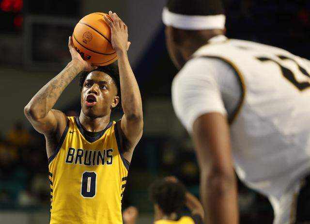Lancaster's Jordan Watford shoots a foul shot at the 2025 Class 4A state championships in Florence, S.C.