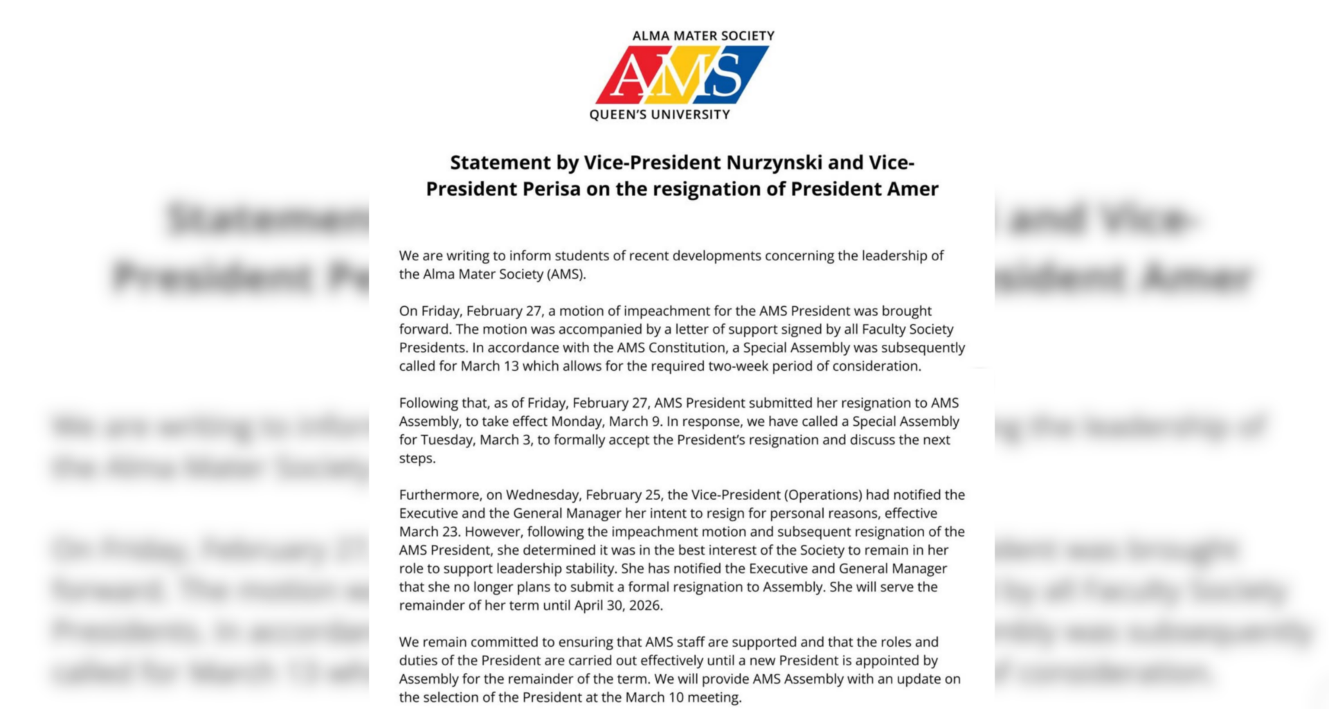 BREAKING: Jana Amer resigns as the 156th AMS President