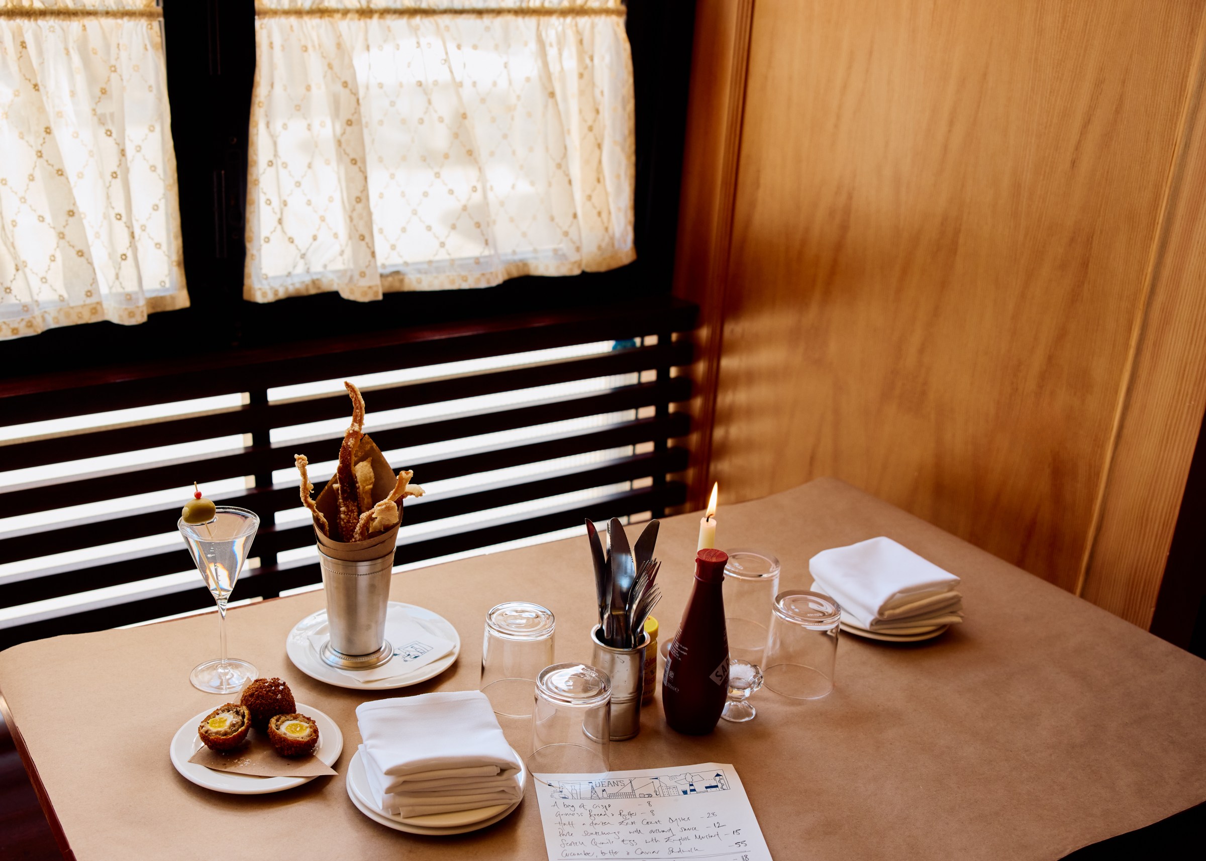 A table set with food.