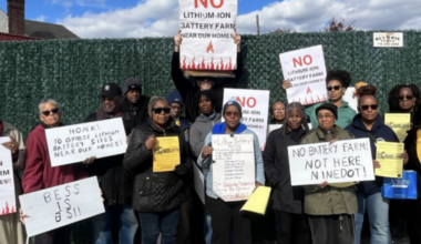 A group of community members who oppose the Addisleigh Park battery storage facility. Mrwa Abbas