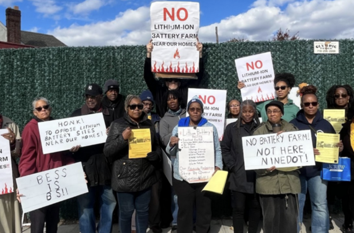 A group of community members who oppose the Addisleigh Park battery storage facility. Mrwa Abbas