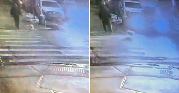 Francisco Disla is pictured walking his dogs moments before being struck by a vehicle in Queens. (Obtained by Daily News)