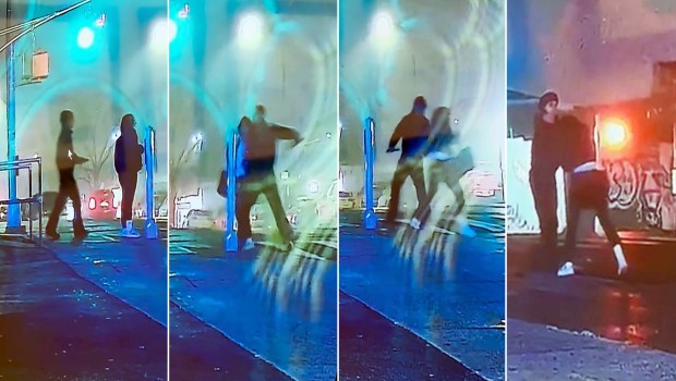 Surveillance video shows the moment a 30-year-old woman was stabbed in a random attack at a bus stop in Queens. Authorities say Luis Emmanuel Valencia Ponce, 18, surrendered to authorities after the stabbing. 