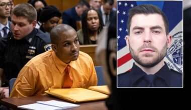 Ex-con accused of murdering NYPD Officer Jonathan Diller faces widow in court packed with cops