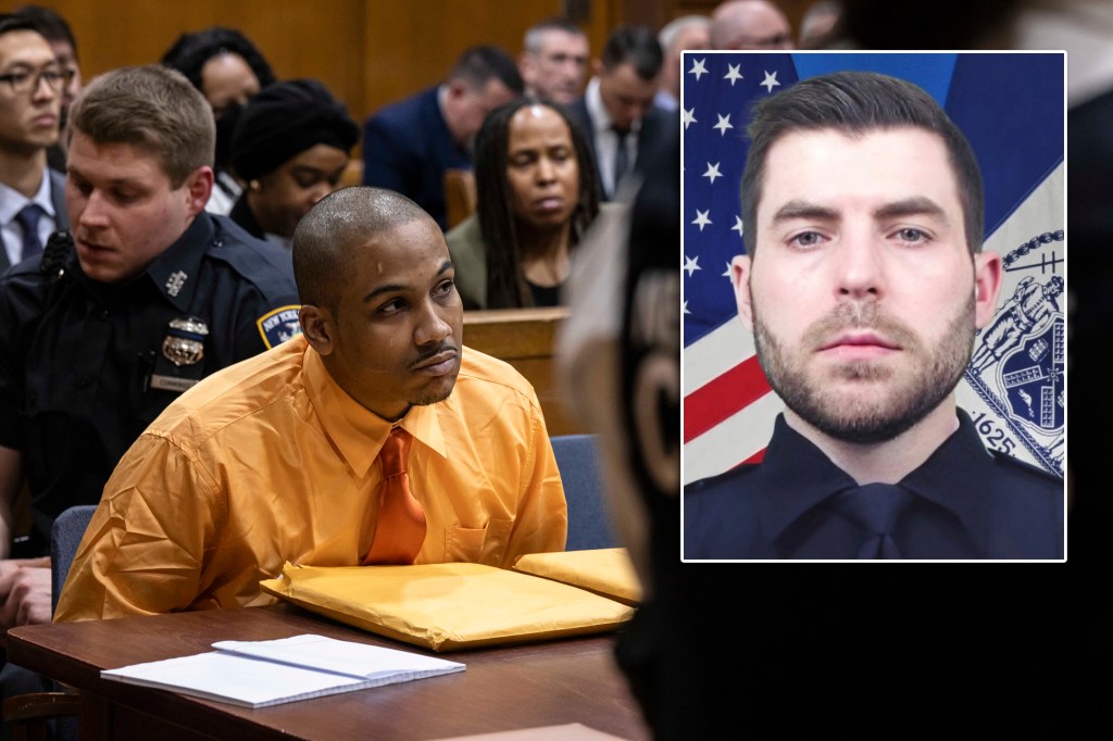 Ex-con accused of murdering NYPD Officer Jonathan Diller faces widow in court packed with cops