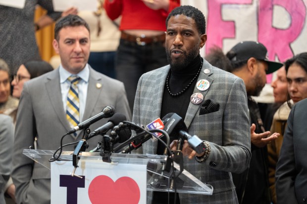 New York City Public Advocate Jumaane Williams speaks during a press conference at Middle Church welcoming Dylan Lopez Contreras home from ICE detention Wednesday, March 19, 2026 in Brooklyn, New York. (Barry Williams/ New York Daily News)