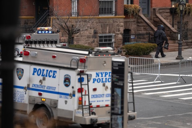 NYPD Bomb Squad officers investigate at least one suspected explosive device near Gracie Mansion Saturday, March 7, 2026 in Manhattan, New York. (Barry Williams/ New York Daily News)