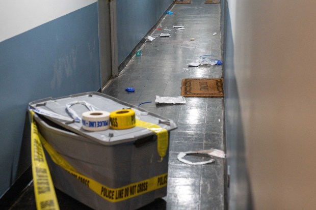 A 74yr old woman was pronounced dead at Kings County Hospital after she was stabbed multiple times in the head and arm inside of apartment 13-O at 1700 Bedford Avenue in Brooklyn on Sunday March 22, 2026. 0812. A 72yr old woman, stabbed multiple times to the back and arm at the same location, was also rushed to Kings County Hospital. A Person of Interest was taken into Custody. (Theodore Parisienne / New York Daily News)