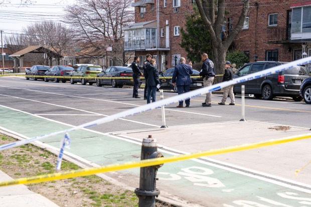 Police investigate after Edwin Guevarez, 40, was fatally shot on Wortman Ave. near Ashford St. in East New York, Brooklyn, on Monday, March 30, 2026. (Theodore Parisienne / New York Daily News)