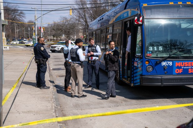 Police investigate after a man was shot in the head on Bainbridge Ave. at Jerome Ave. in the Bronx on Thursday, March 26, 2026. (Theodore Parisienne / New York Daily News)