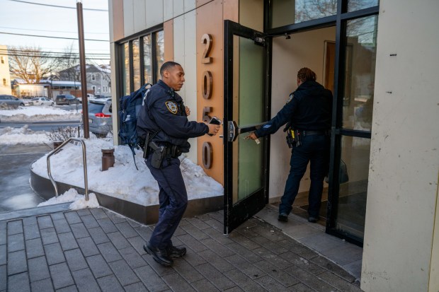 Odeylin Gonzalez has been charged with the murder of 59-year-old Felipe Gonzalez-Gonzalez in the Barbara Faron Residence, a nine-story building on Nameoke Ave. near Redfern Ave. in Queens, on Friday, Jan. 30, 2026. (Theodore Parisienne / New York Daily News)