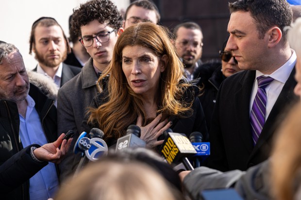 City Council Speaker Julie Menin speaks to the press in Gravesend Park, Brooklyn, Thursday, Jan. 22, 2026. (Shawn Inglima/ New York Daily News)