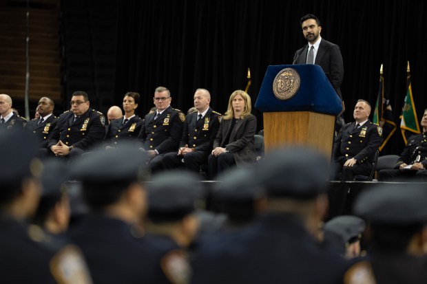 Mayor Zohran Mamdani speaks during an NYPD graduation ceremony in Madison Square Garden Monday, March 9, 2026 in Manhattan, New York. (Barry Williams/ New York Daily News)