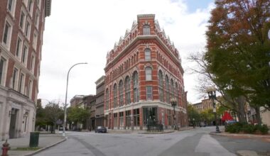 building at corner of river and third streets in troy new york