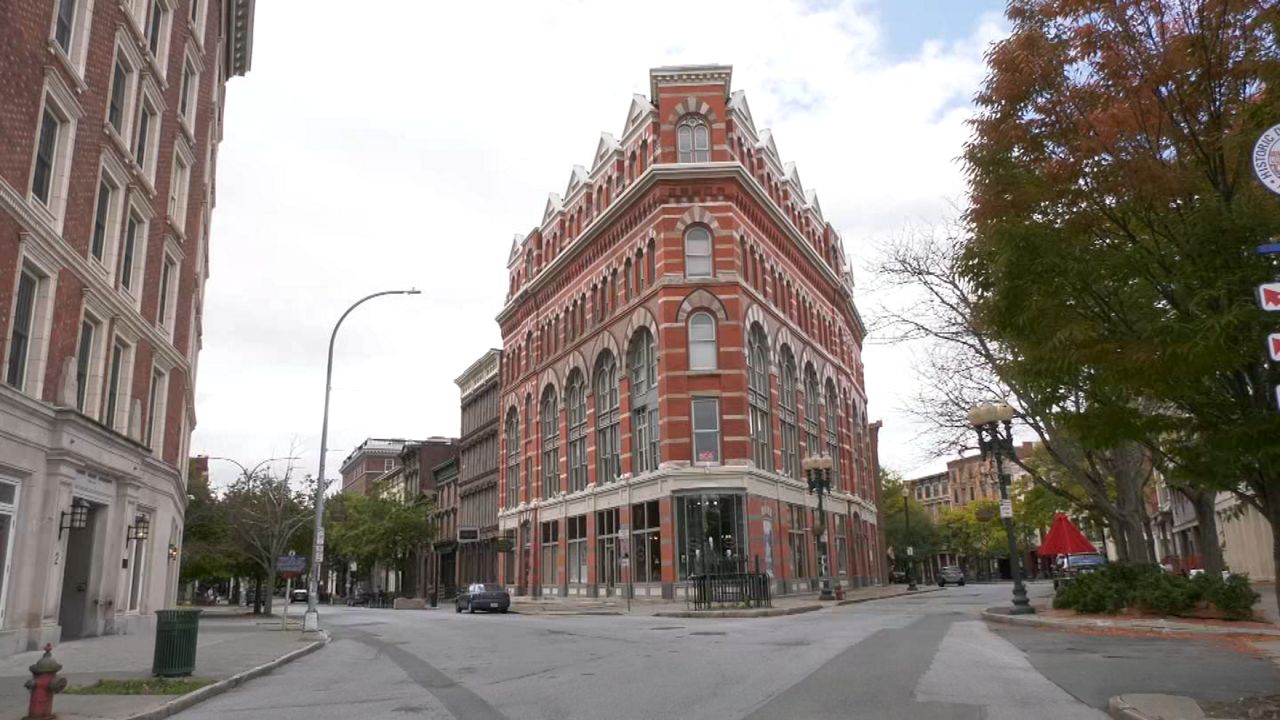 building at corner of river and third streets in troy new york
