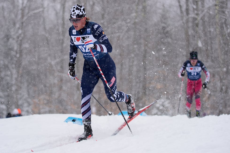 United States' Gus Schumacher competes during the men's World Cup Finals Interval Start 10 km...