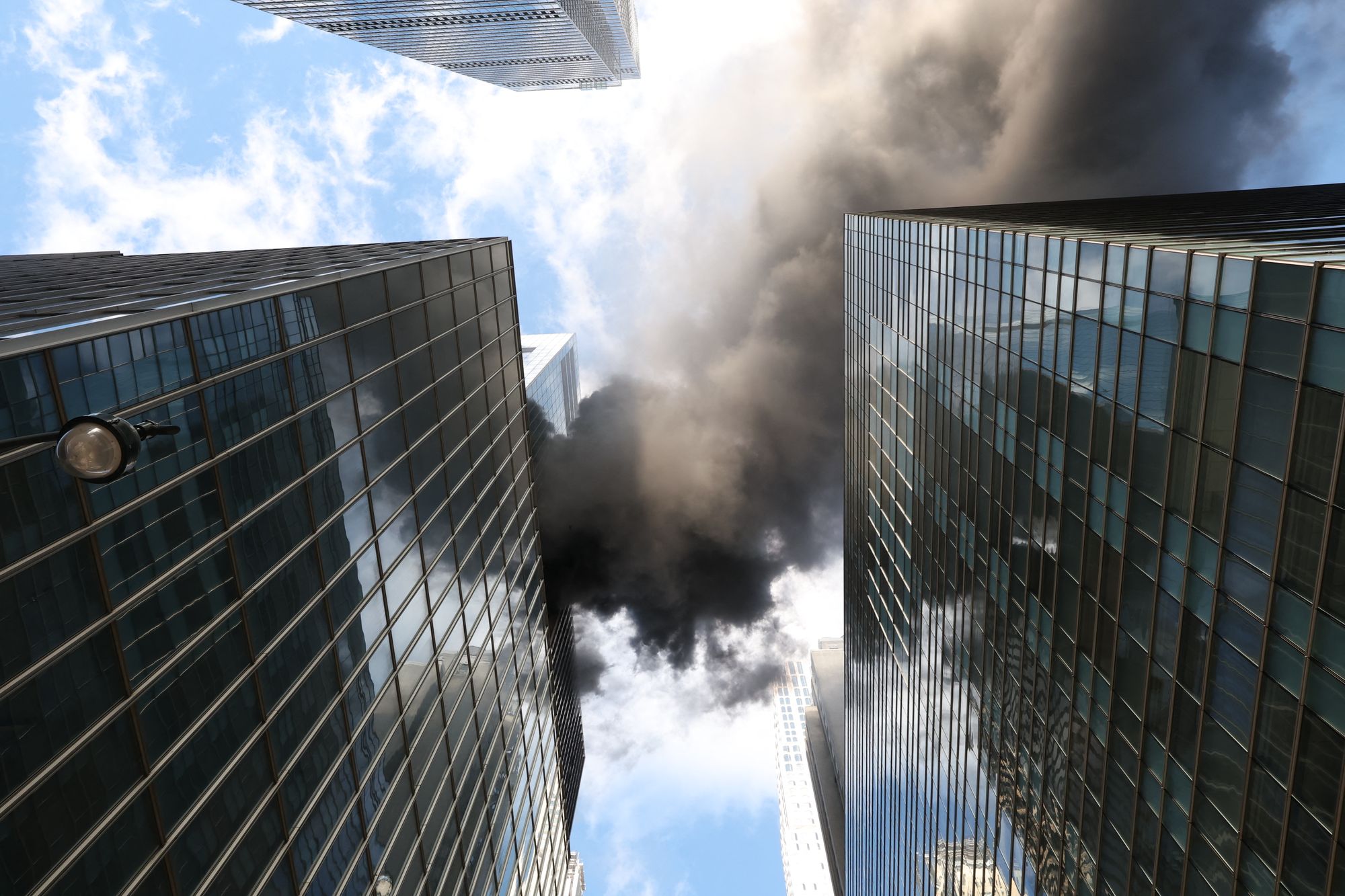 Fire crew in New York rushed to the scene as a fire broke out at a high-rise building that sits close to the start of the city’s St. Patrick’s Day parade
