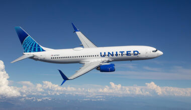 A United aircraft in flight