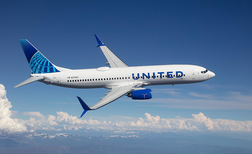A United aircraft in flight