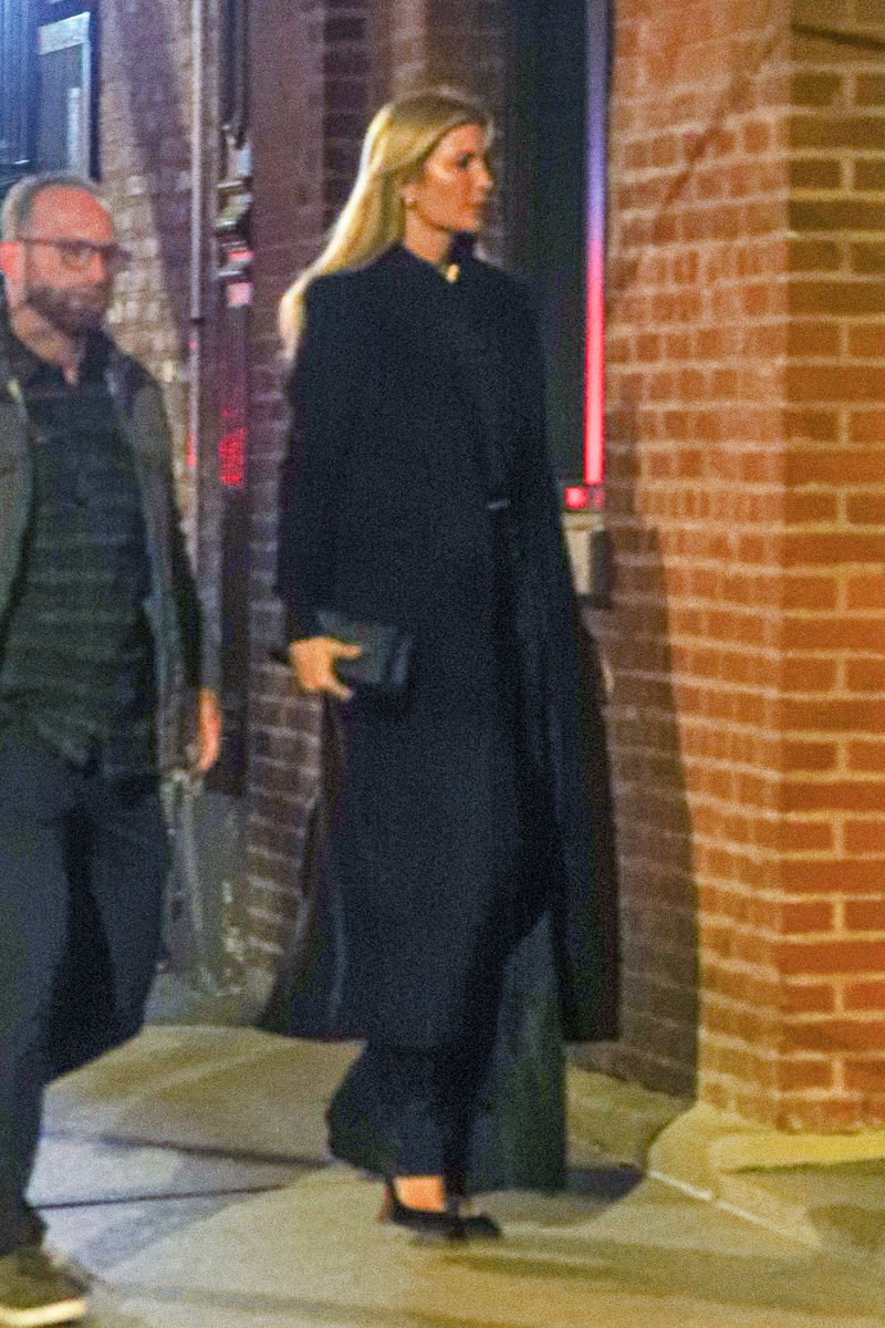 Ivanka Trump stepped out separately from her partner, Jared Kushner, who was seen arriving carrying a bottle of wine for the gathering.