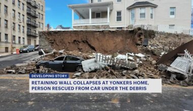 News 12 | Westchester | Retaining wall collapses onto pedestrian, vehicle in Yonkers
