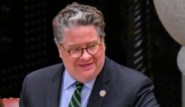 State Sen. Peter Harckham, D-Carmel, is seen in the Senate Chamber at the state Capitol, Friday, April 8, 2022, in Albany, N.Y. (AP Photo/Hans Pennink)