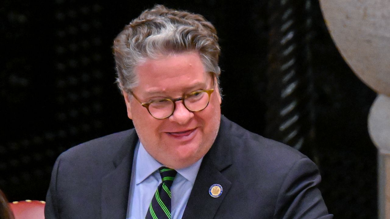 State Sen. Peter Harckham, D-Carmel, is seen in the Senate Chamber at the state Capitol, Friday, April 8, 2022, in Albany, N.Y. (AP Photo/Hans Pennink)