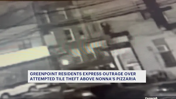 News 12 | Brooklyn | Caught on camera: 2 men chip tiles away from ‘Pizza Invader’ mosaic in Greenpoint