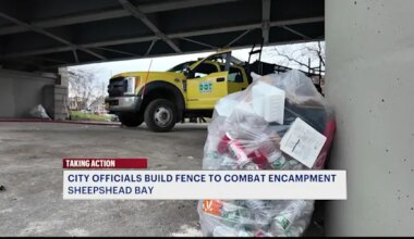 News 12 | Brooklyn | City clears 'hot spot' homeless encampment from Coney Island Avenue Overpass with fence