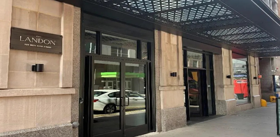 A photo of the entrance to The Landon in Hell's Kitchen Manhattan