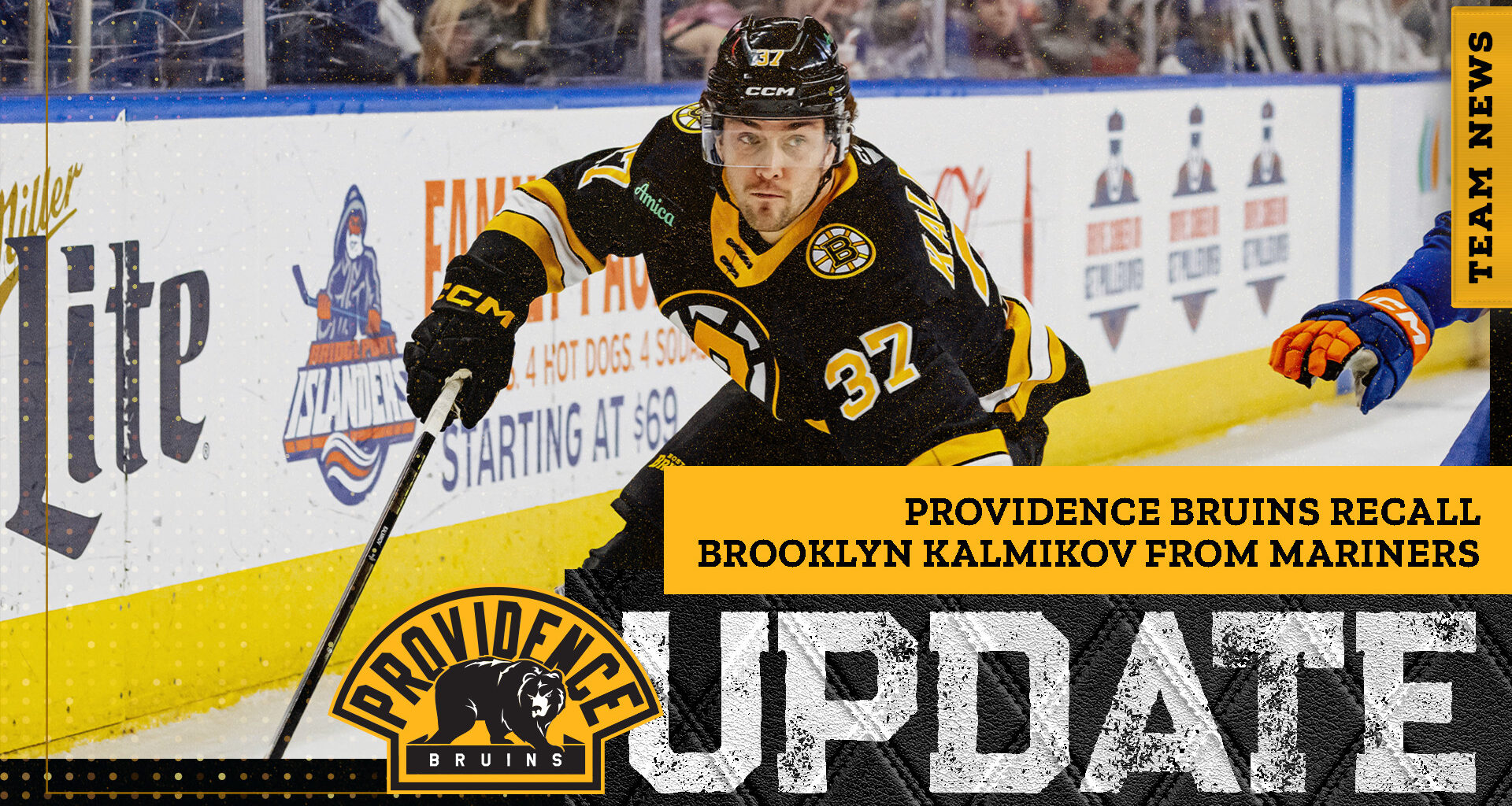 PROVIDENCE BRUINS RECALL BROOKLYN KALMIKOV FROM MARINERS
