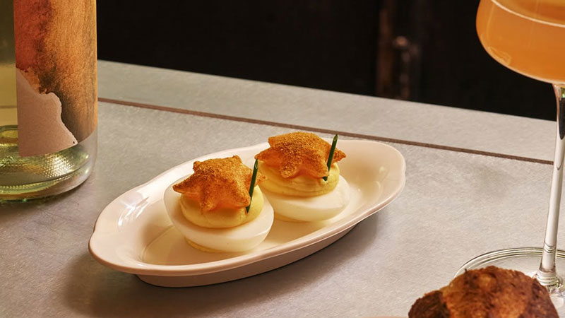 Stars' devilled eggs is one of the best wine bar snacks in NYC.