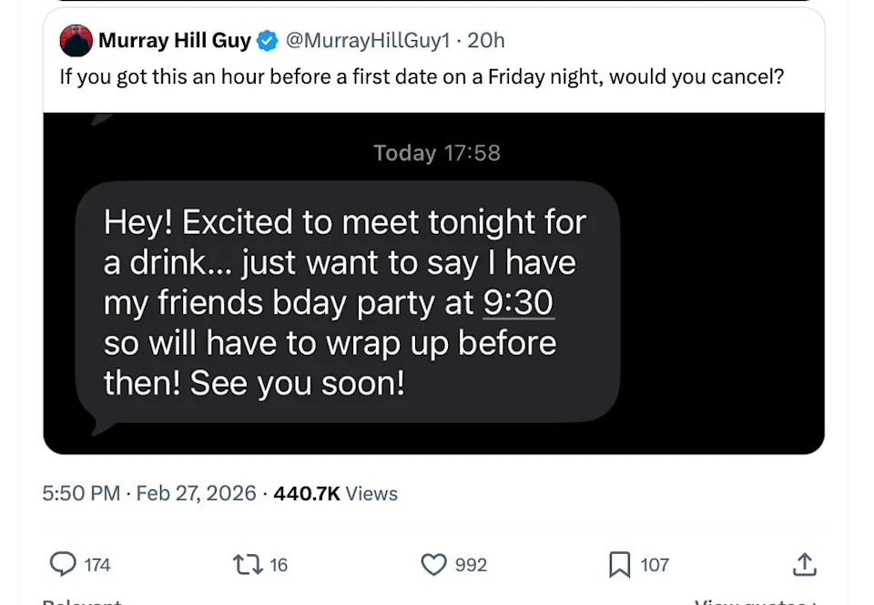 The bachelor’s date let him know that she would need to leave by 9:30 p.m., prompting some to see the message as a “red flag.”