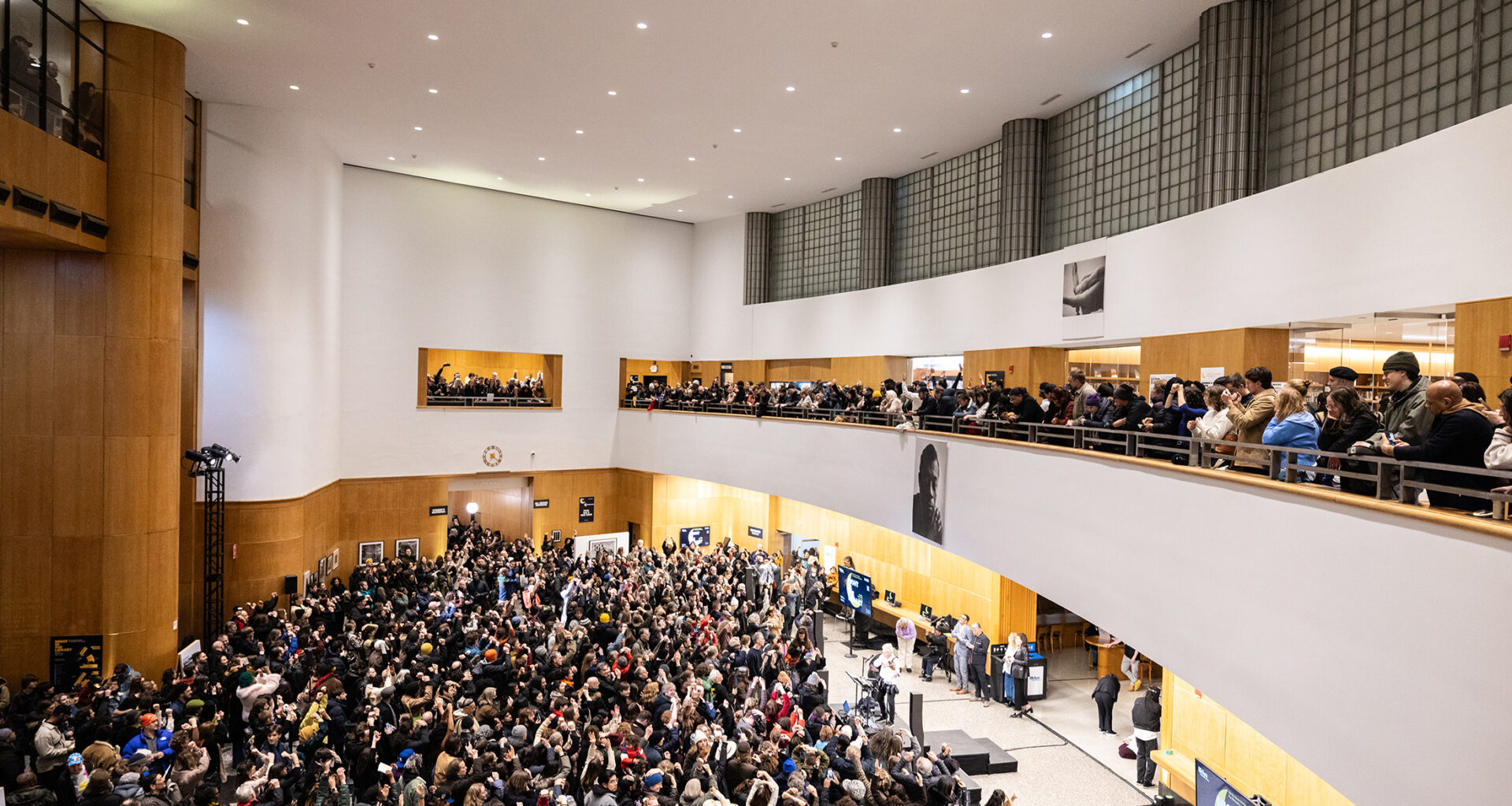 crowd in the main space of the brooklyn public library