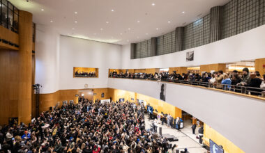 crowd in the main space of the brooklyn public library