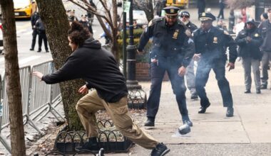 NYC protest: 2 arrested after ignited device was thrown amid tensions between counter protest groups outside NYC mayor’s mansion