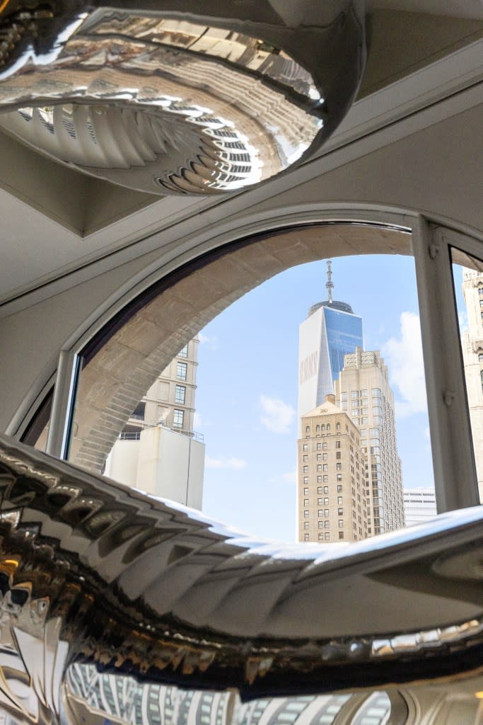 The slide services all four floors throughout the home. Shannon Dupre of DD-Reps