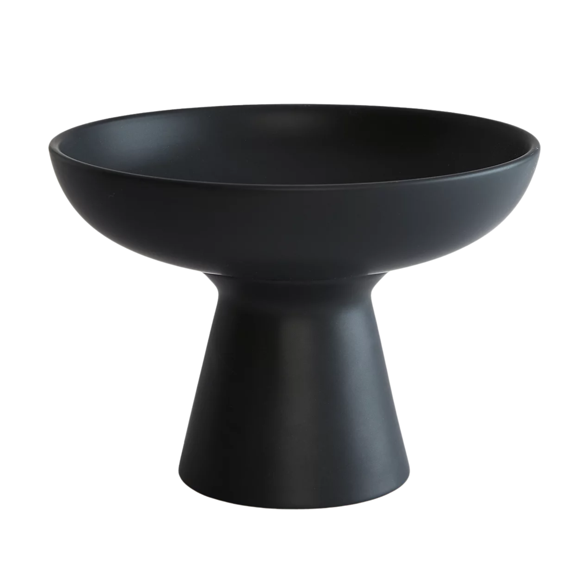 a black pedestal bowl