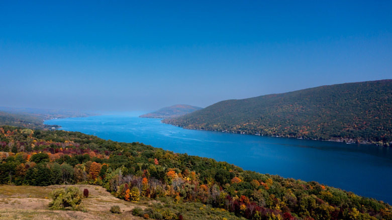 A view of the blue waters of Canandaigua Lake in New York's Finger Lakes region