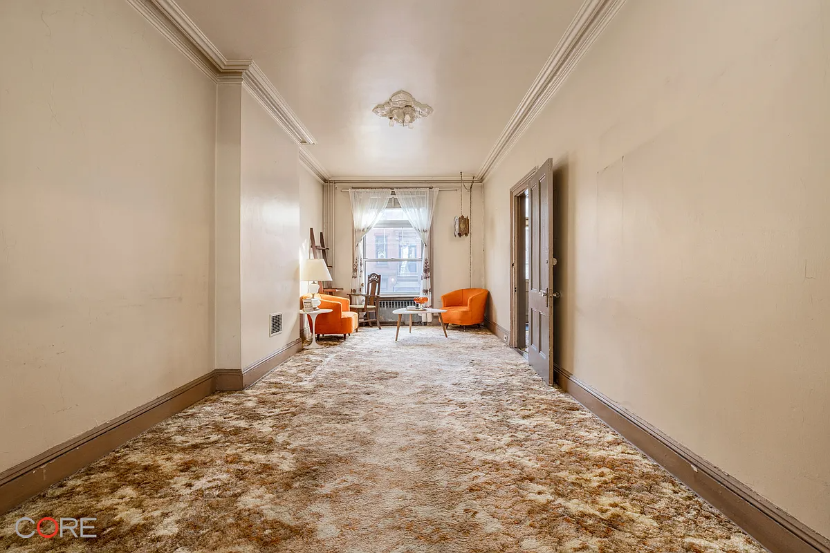 parlor with mantel, carpet