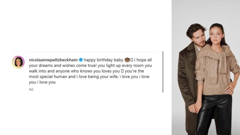 Nicola posted a romantic birthday tribute for her husband.@nicolaannepeltzbeckham/INSTAGRAM;MEGA