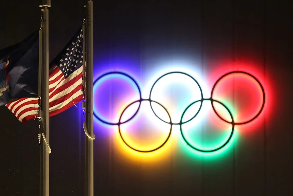 The Olympic Rings outside the Olympic Center on Main Street in Lake Placid Jan. 9, 2023.