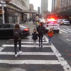 People walked to work and school just up the block from Tuesday morning’s stabbing on Clark Street. Photo: William Balardelle/Brooklyn Eagle