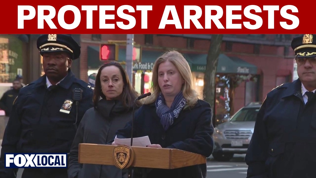 Gracie Mansion protest: Lit devices thrown into crowd