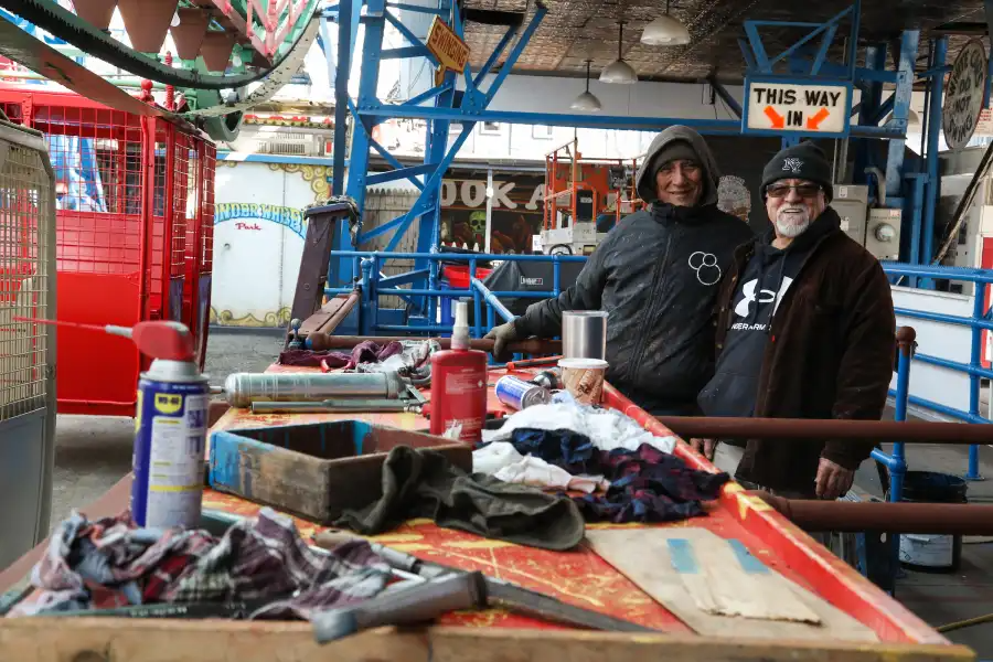 crew members near the wonder wheel