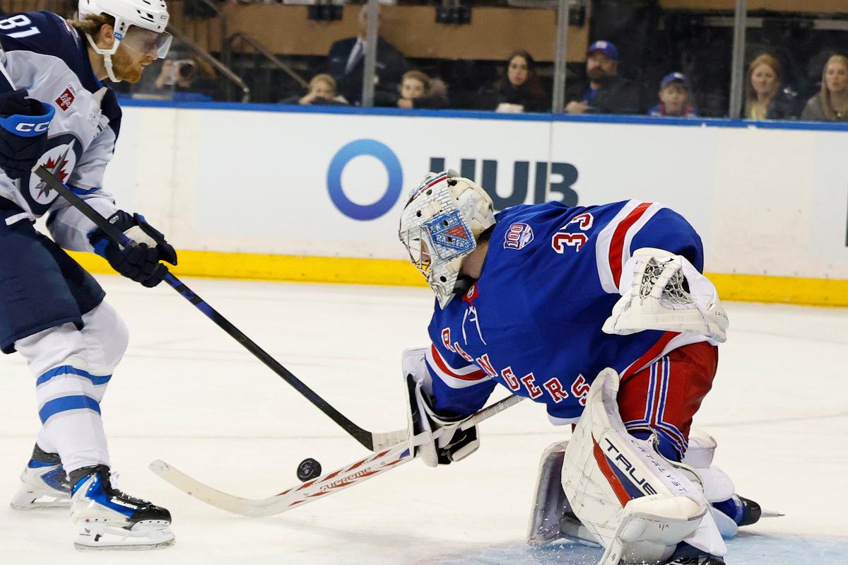 Goalie Dylan Garand impresses in NHL debut but Rangers fall to Jets